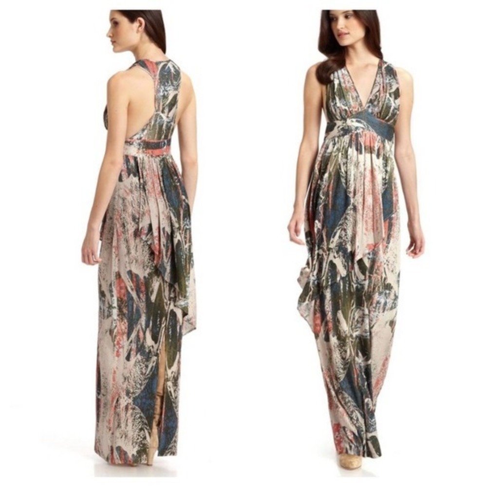 Andrew Marc Multicolor Long Silk Dress Size 12
